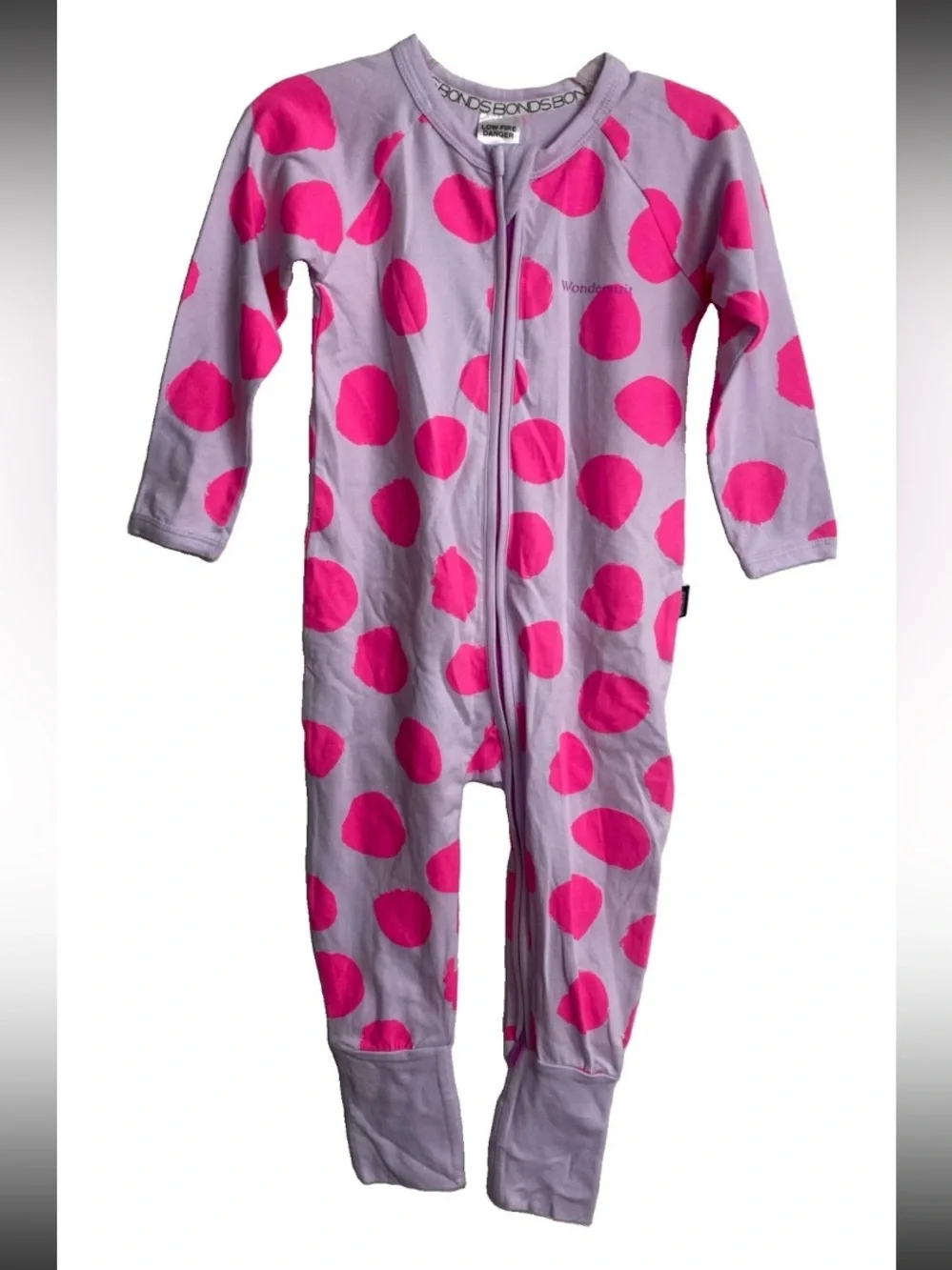 NWT! Bonds Wondersuit Zippy Pajamas size 1  12-18 months Pink Neon Dots